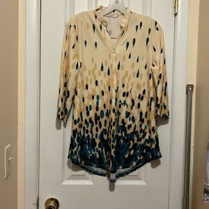Cream and Teal Blouse